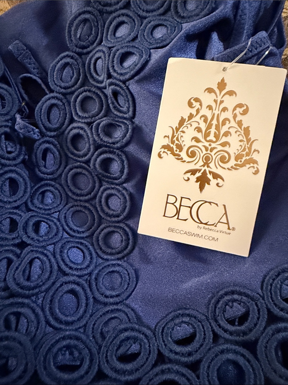 NWT BECCA by Rebecca Virtue Siren Crocheted Trim One Piece Swimsuit $124 - Picture 6 of 6